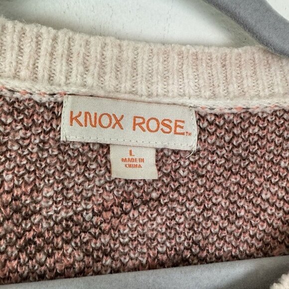 Knox Rose Woman’s Oatmeal Floral Long Sleeve Knit Crewneck Size Large - Picture 2 of 5